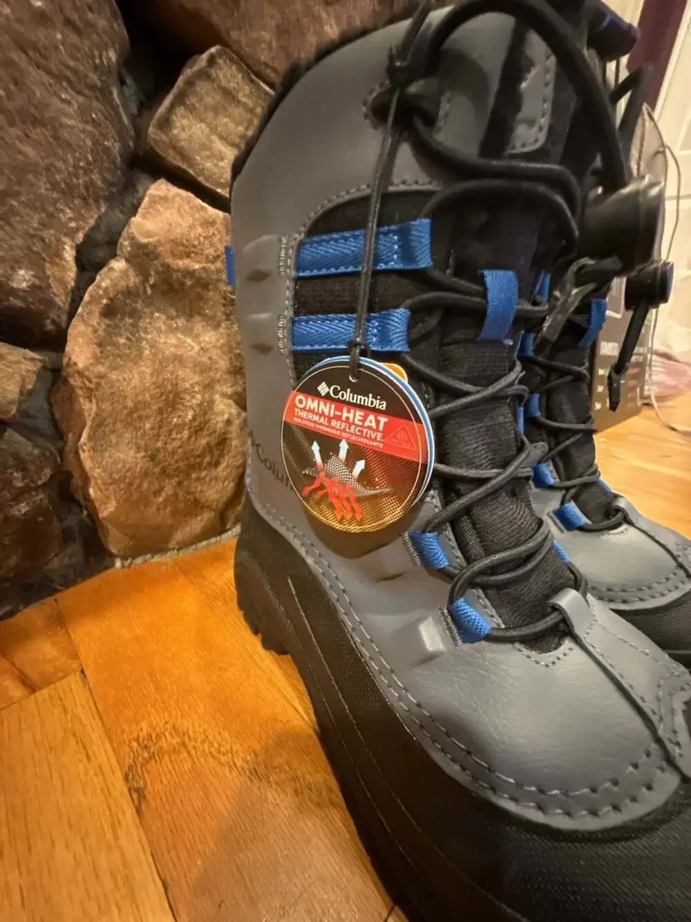 Columbia Bugaboot Celsius Kids Grey Black Blue Waterproof Snow Boots
